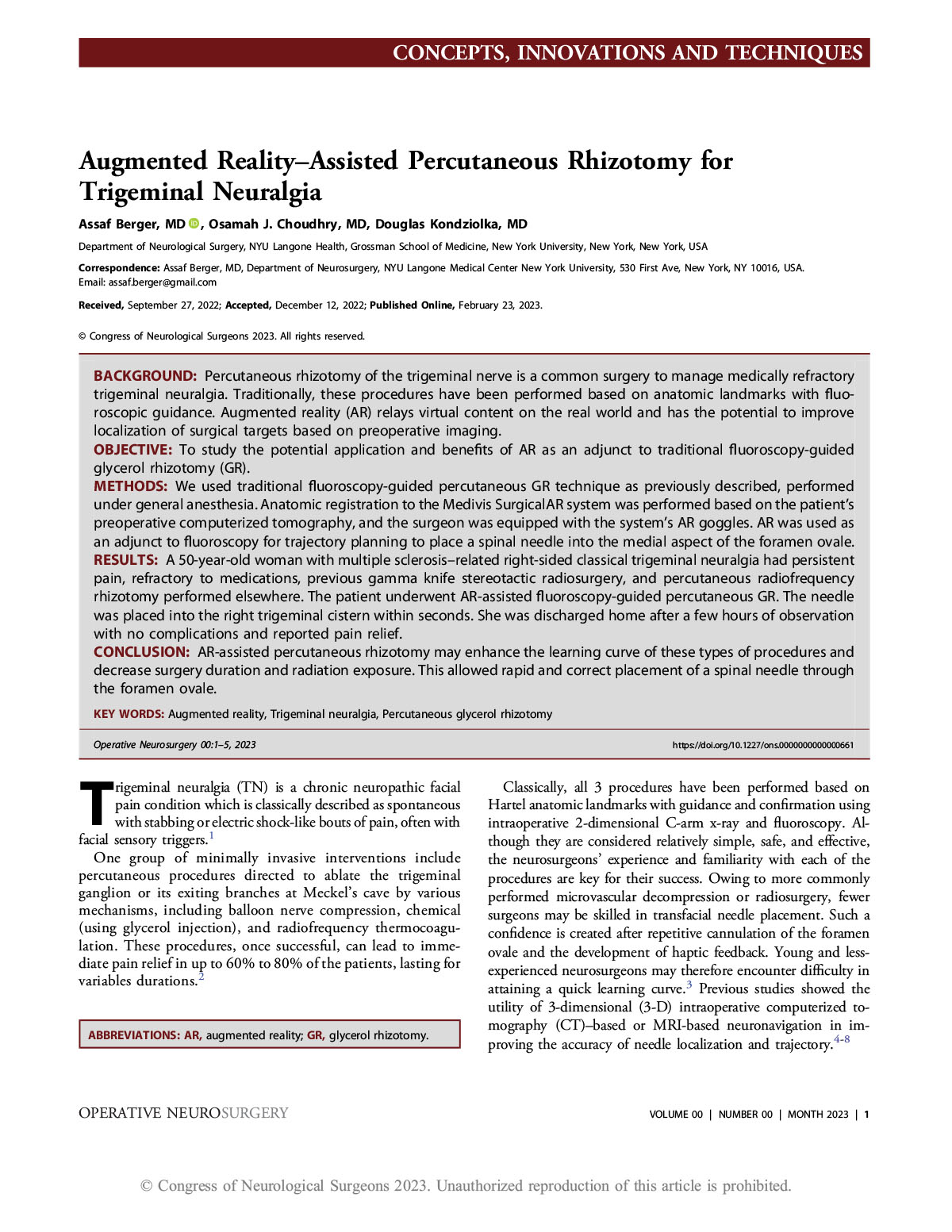 Augmented Reality Assisted Percutaneous Rhizotomy 636